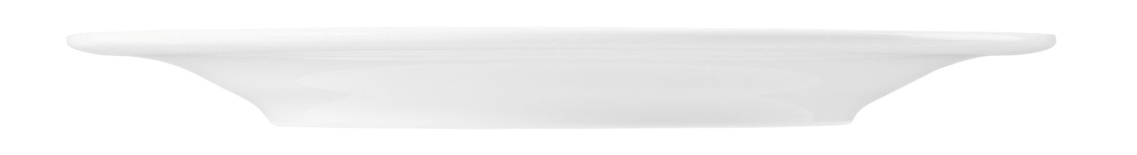 Seitenansicht eines weißen, runden Frühstückstellers von Seltmann Weiden, Modell BEAT, 23 cm Durchmesser.