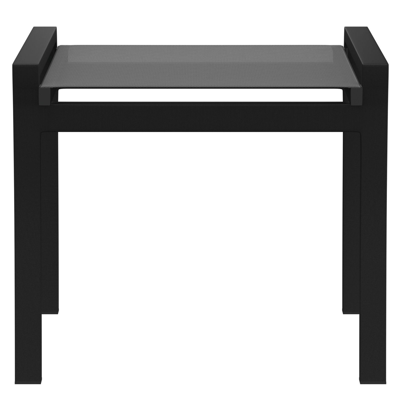 Moderner schwarzer Hocker aus Metall, Vorderansicht