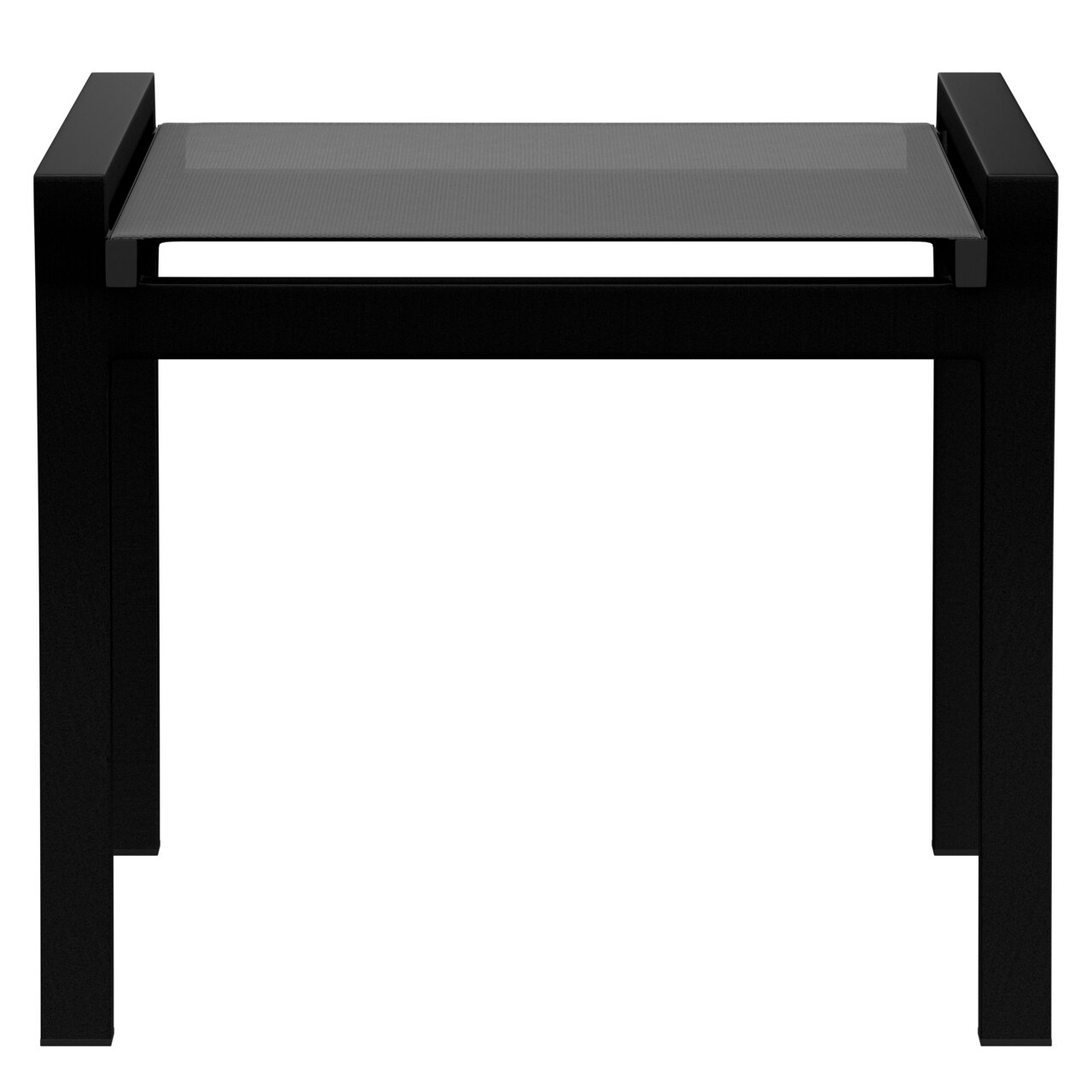 Moderner schwarzer Hocker aus Metall, Vorderansicht