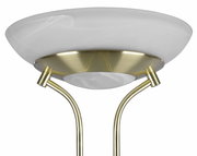 LED-Fluter ORSON, 27W+4,5W, Ansicht von unten mit goldfarbenem Gestell und weißem Lampenschirm