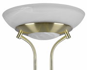 LED-schijnwerper ORSON, 27 W + 4,5 W, onderaanzicht met goudkleurig frame en witte lampenkap