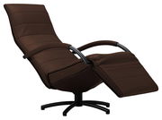 Brauner Relaxsessel mit verstellbarer Rückenlehne und Fußstütze, seitliche Perspektive