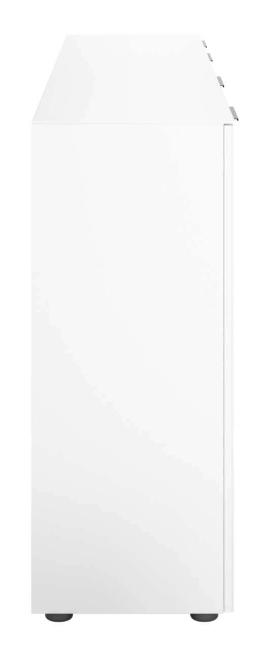 Seitenansicht eines weißen XXL-Sideboards mit schlichten Linien und modernen Griffen.