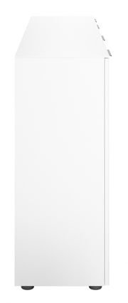 Seitenansicht eines weißen XXL-Sideboards mit schlichten Linien und modernen Griffen.