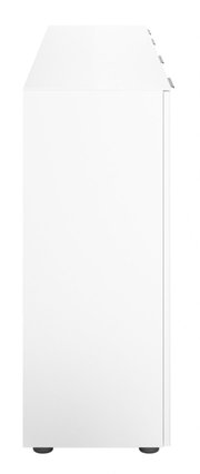 Seitenansicht eines weißen XXL-Sideboards mit schlichten Linien und modernen Griffen.