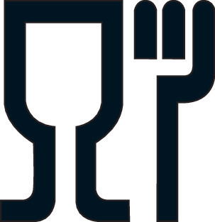 Symbol für Lebensmittelkontakt, zeigt ein Glas und eine Gabel aus der Vorderansicht.