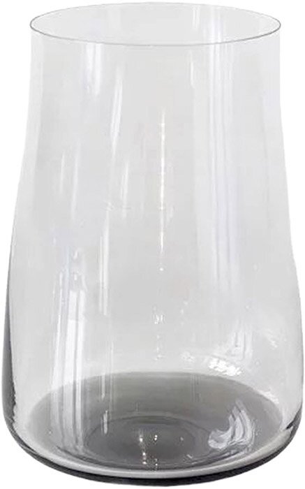 Einzelnes Glas aus einem 12-teiligen Gläser-Set, zylindrische Form, aus transparentem Material, seitliche Perspektive.