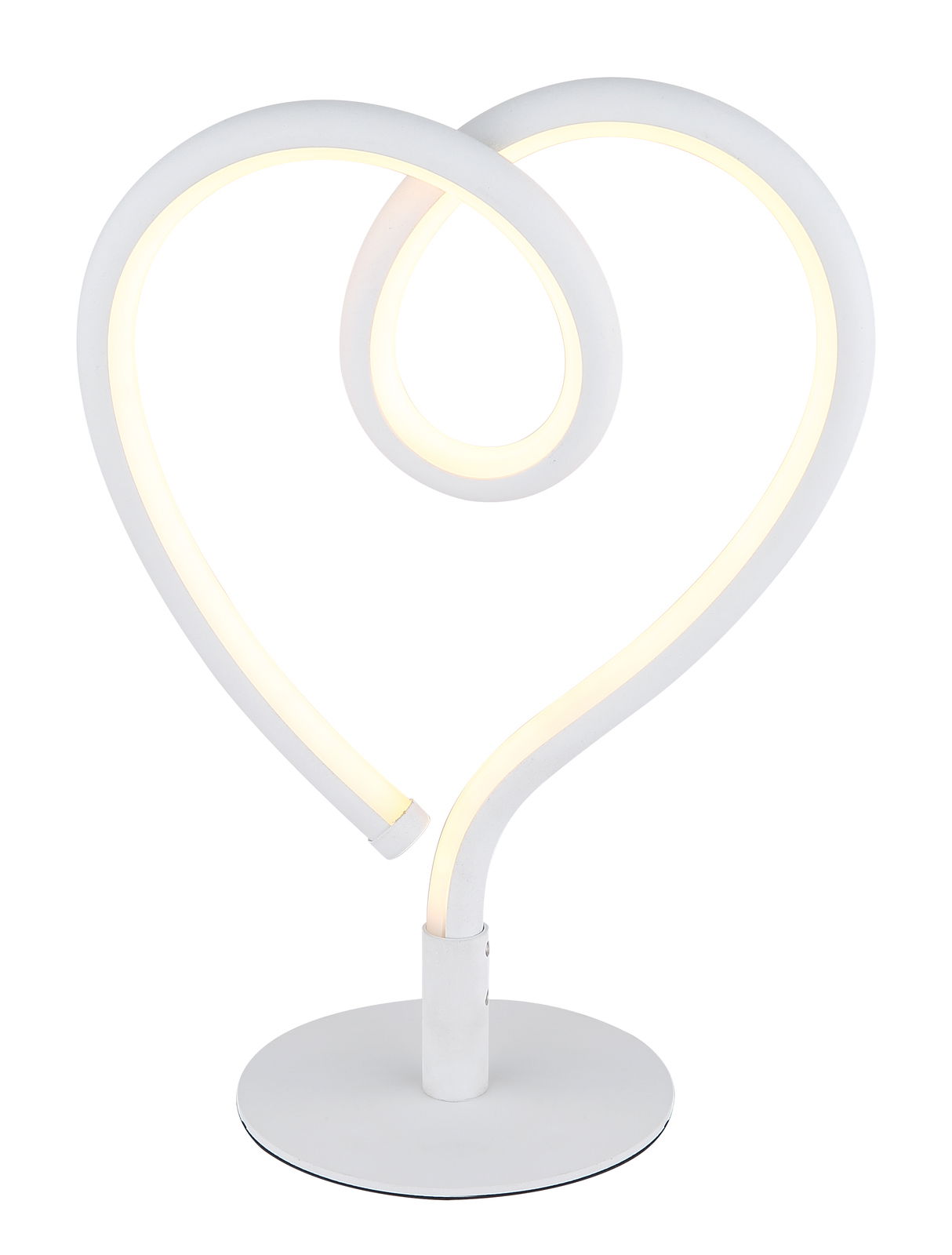 LED-Tischleuchte in Herzform, seitliche Perspektive