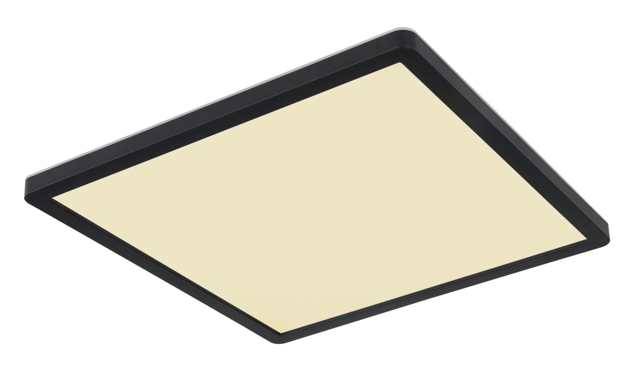 Vierkante plafondlamp SAPANA met zwart frame, zijaanzicht