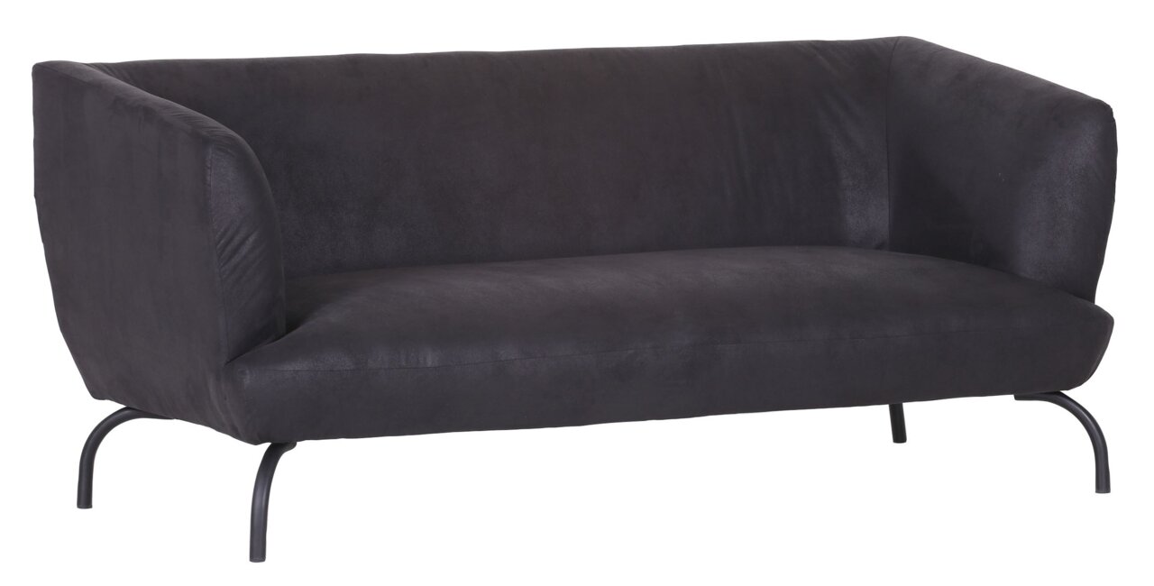 Z2 3-zitsbank EVELINE Dreier-Sitzer Sofa in dunklem Stoff, seitliche Perspektive