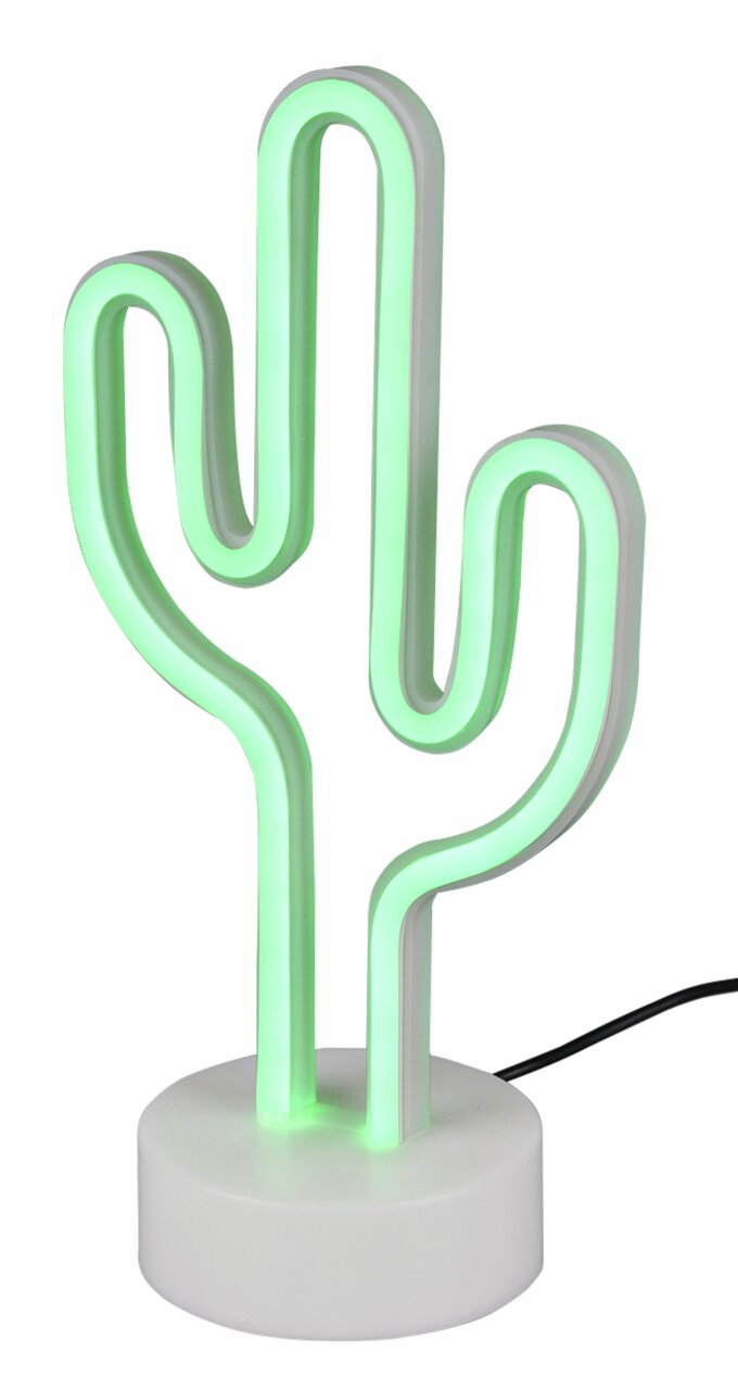 LED-tafellamp in de vorm van een cactus met groen licht, zijaanzicht