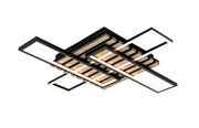 Moderne LED-Deckenleuchte mit geometrischem Design, seitliche Perspektive