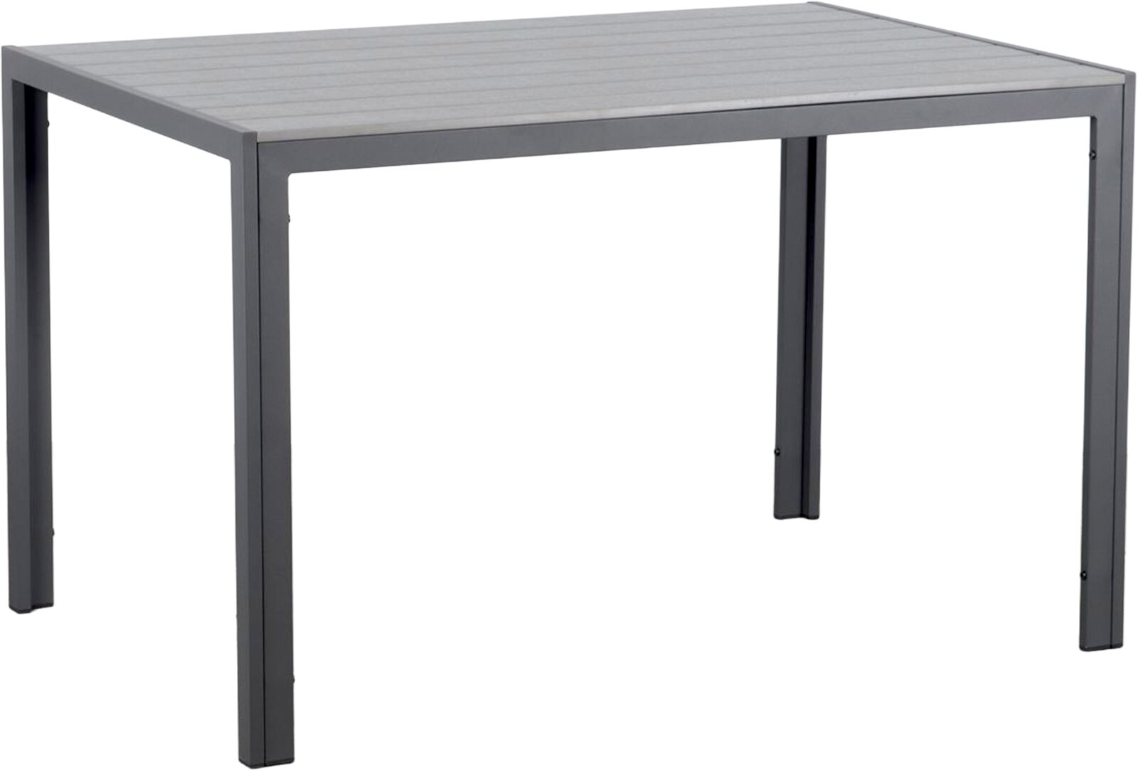 Moderner Gartentisch 120x80 cm in Grau, seitliche Perspektive