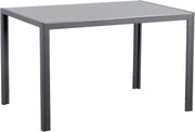 Moderner Gartentisch 120x80 cm in Grau, seitliche Perspektive