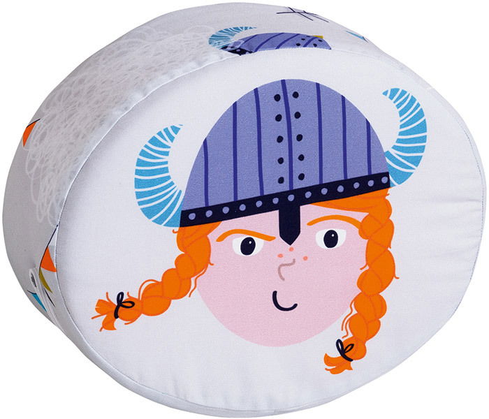 Rundes Steckkissen mit Wikinger-Motiv, Vorderansicht