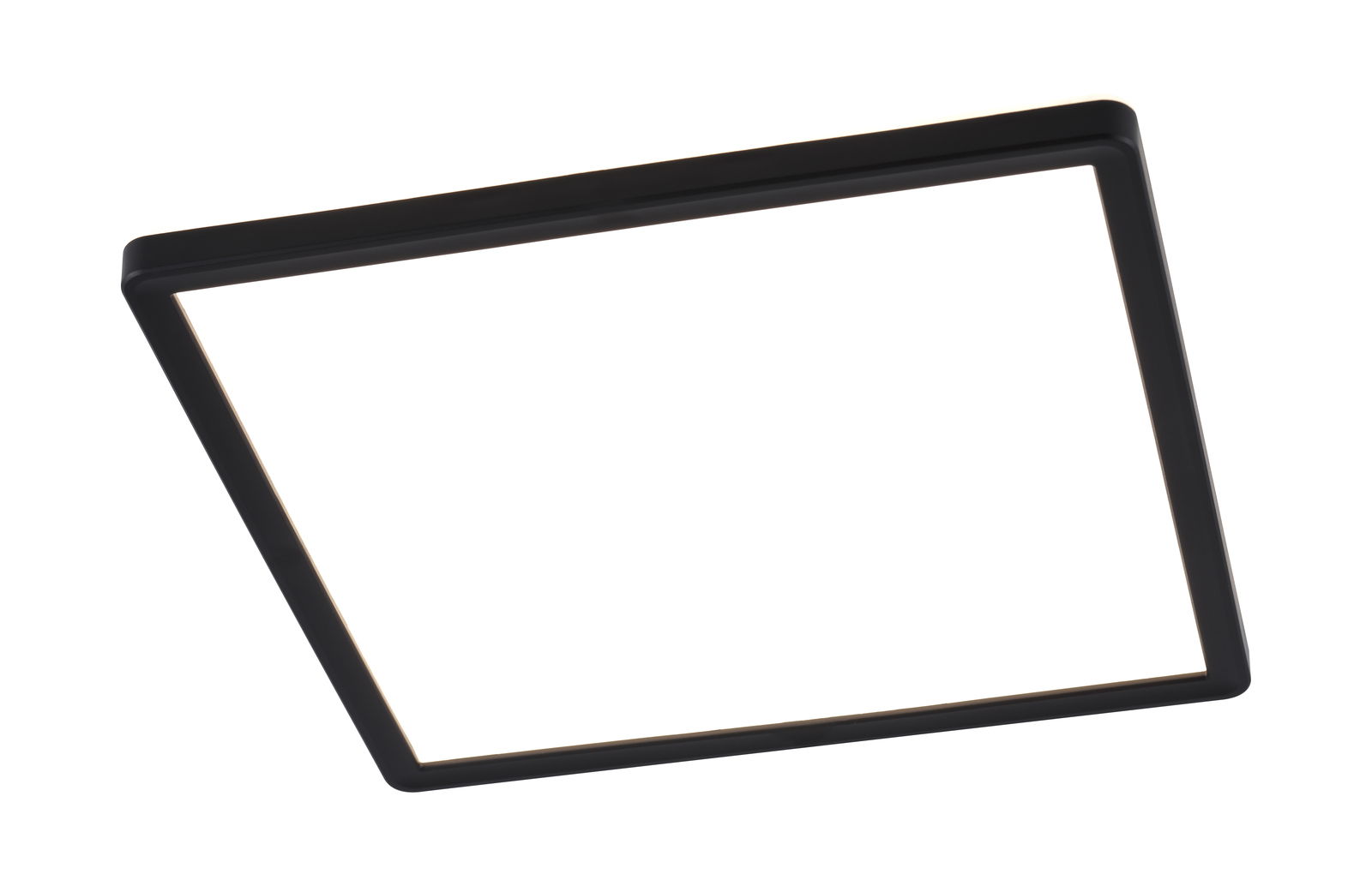 Novel LED-Deckenleuchte Schwarze quadratische LED-Deckenleuchte aus seitlicher Perspektive