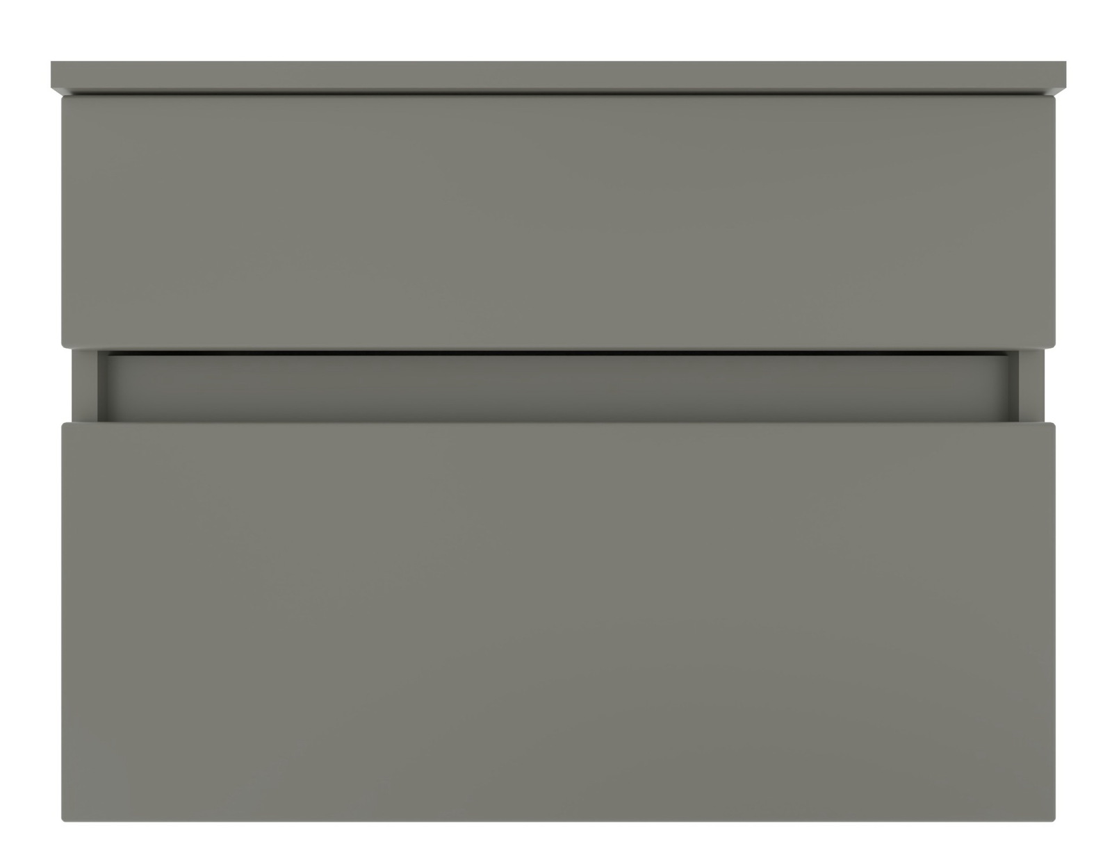 Novel Unterschrank NV.210 Grauer Unterschrank mit zwei Schubladen, frontale Ansicht