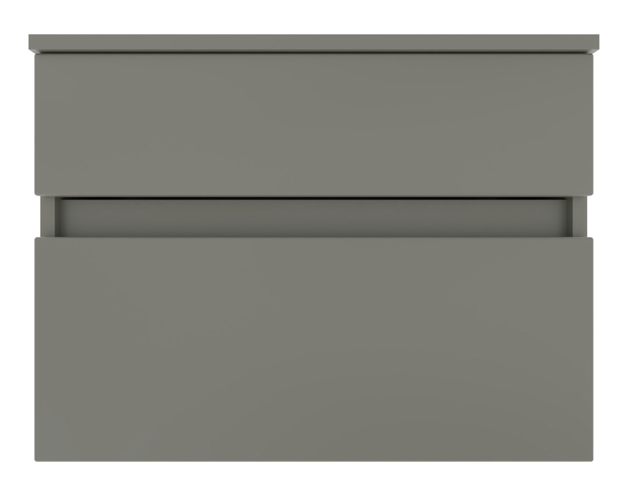 Novel Unterschrank NV.210 Grauer Unterschrank mit zwei Schubladen, frontale Ansicht