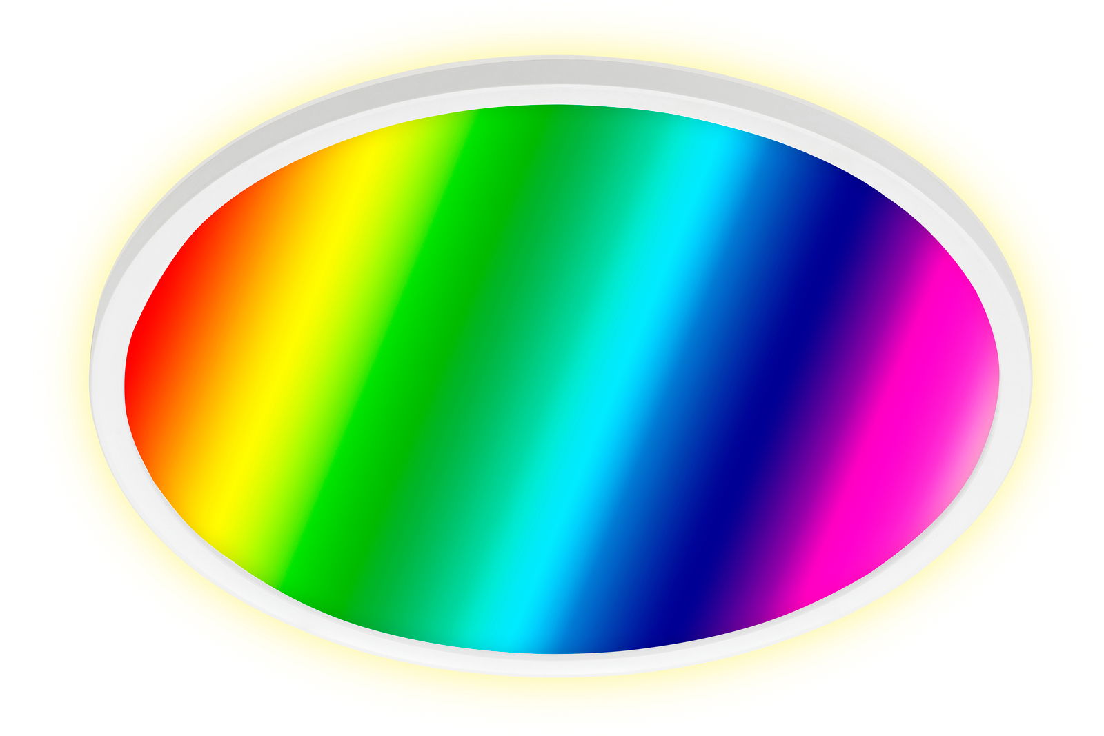 Runde LED-Deckenleuchte mit Regenbogenfarben, Ansicht von unten