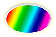 Runde LED-Deckenleuchte mit Regenbogenfarben, Ansicht von unten