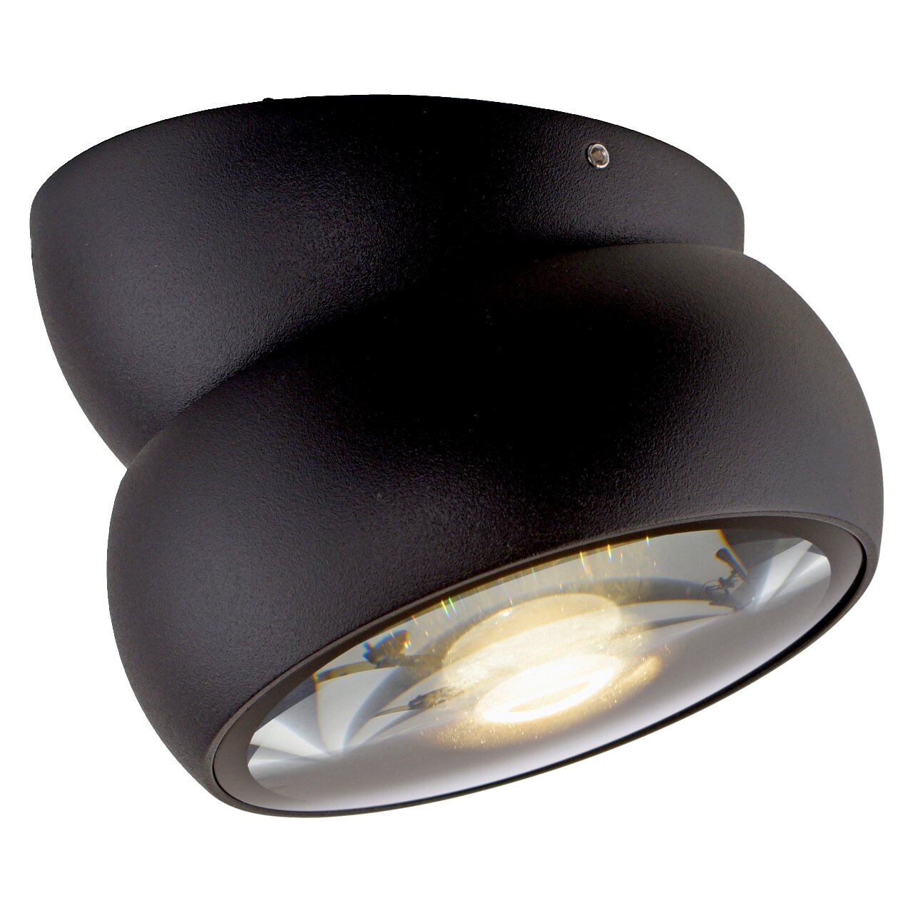 Neuhaus Pure LED-Deckenleuchte PURE MOVE Schwarze LED-Deckenleuchte in seitlicher Perspektive mit rundem, modernem Design und sichtbarer Lichtquelle.