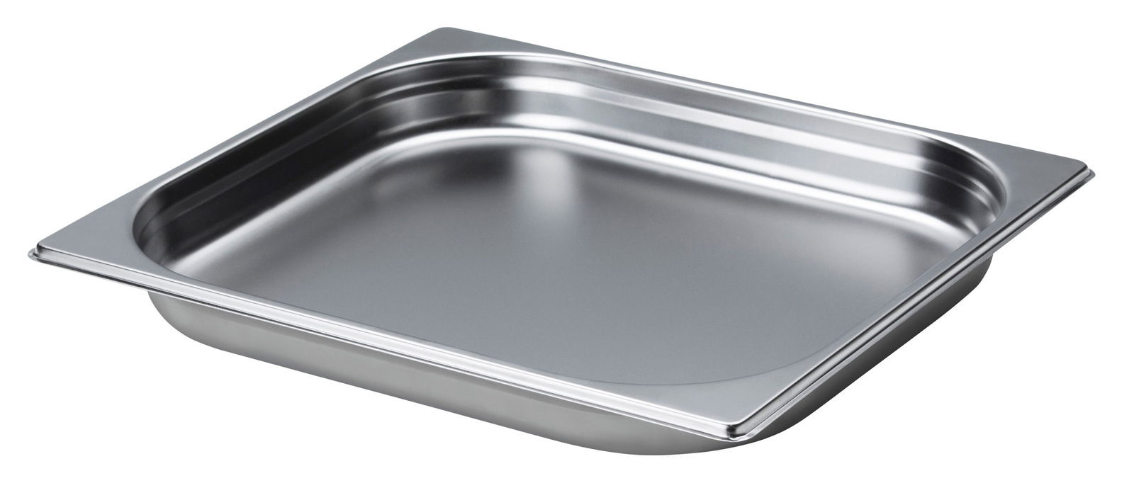 Edelstahl-Gastronormbehälter aus der Vogelperspektive