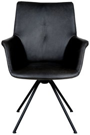 Moderner schwarzer Sessel mit Metallbeinen, Frontalansicht