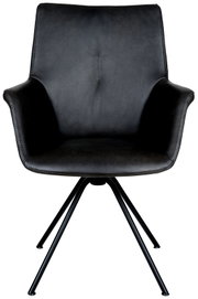 Moderne zwarte fauteuil met metalen poten, vooraanzicht