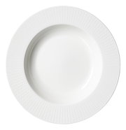 Weißer Suppenteller mit strukturiertem Rand, Draufsicht