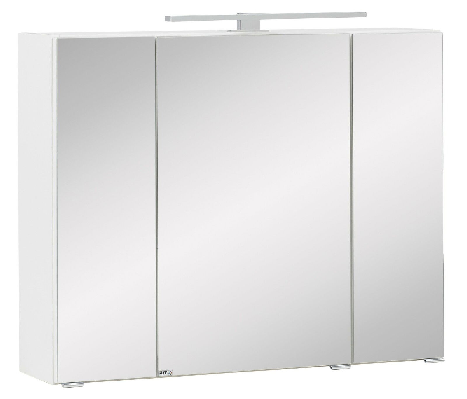 Spiegelschrank mit drei Türen und integrierter Beleuchtung, Frontalansicht