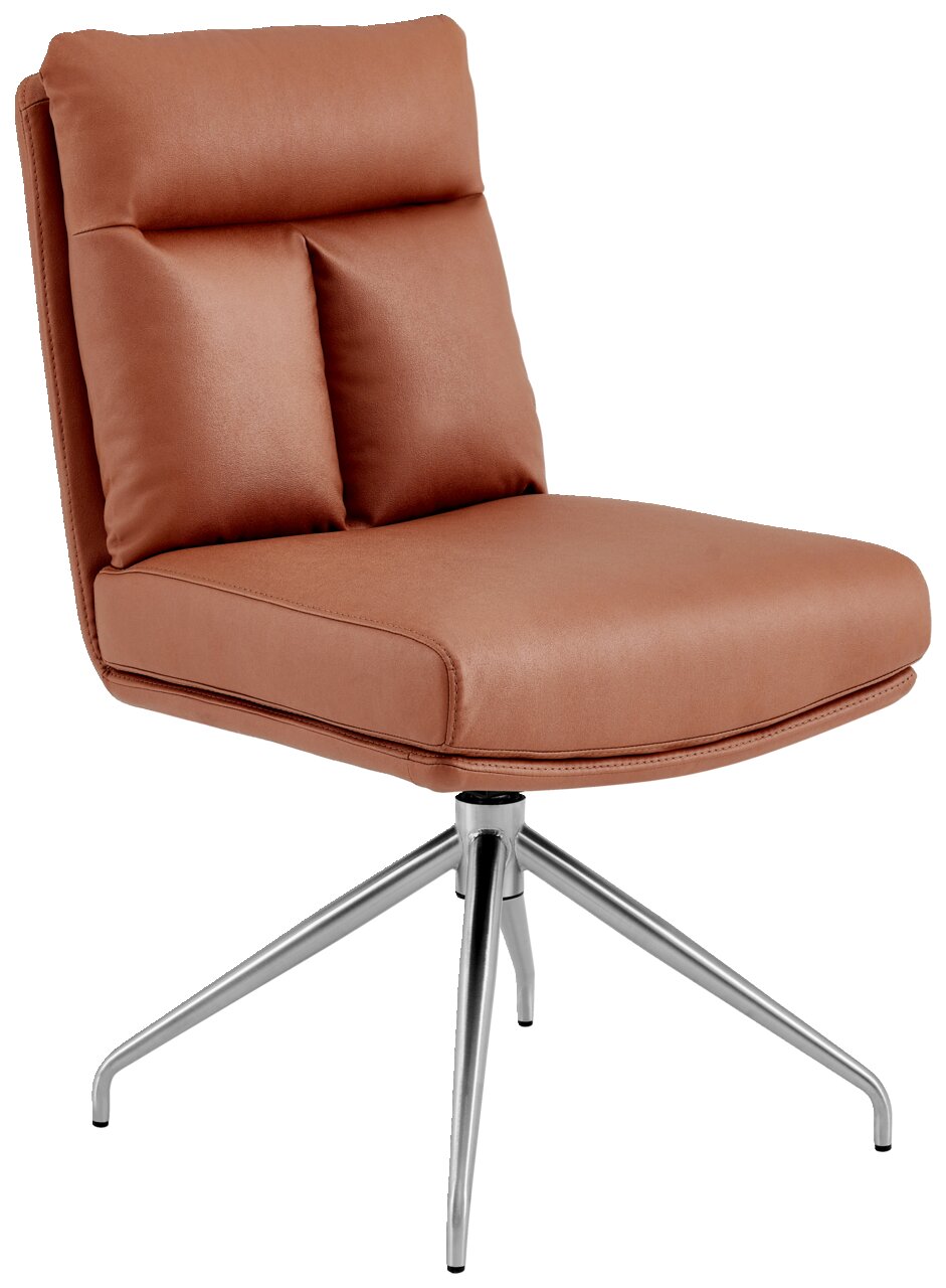 Novel Stuhl EMMA Moderner brauner Stuhl mit Metallbeinen, seitliche Perspektive