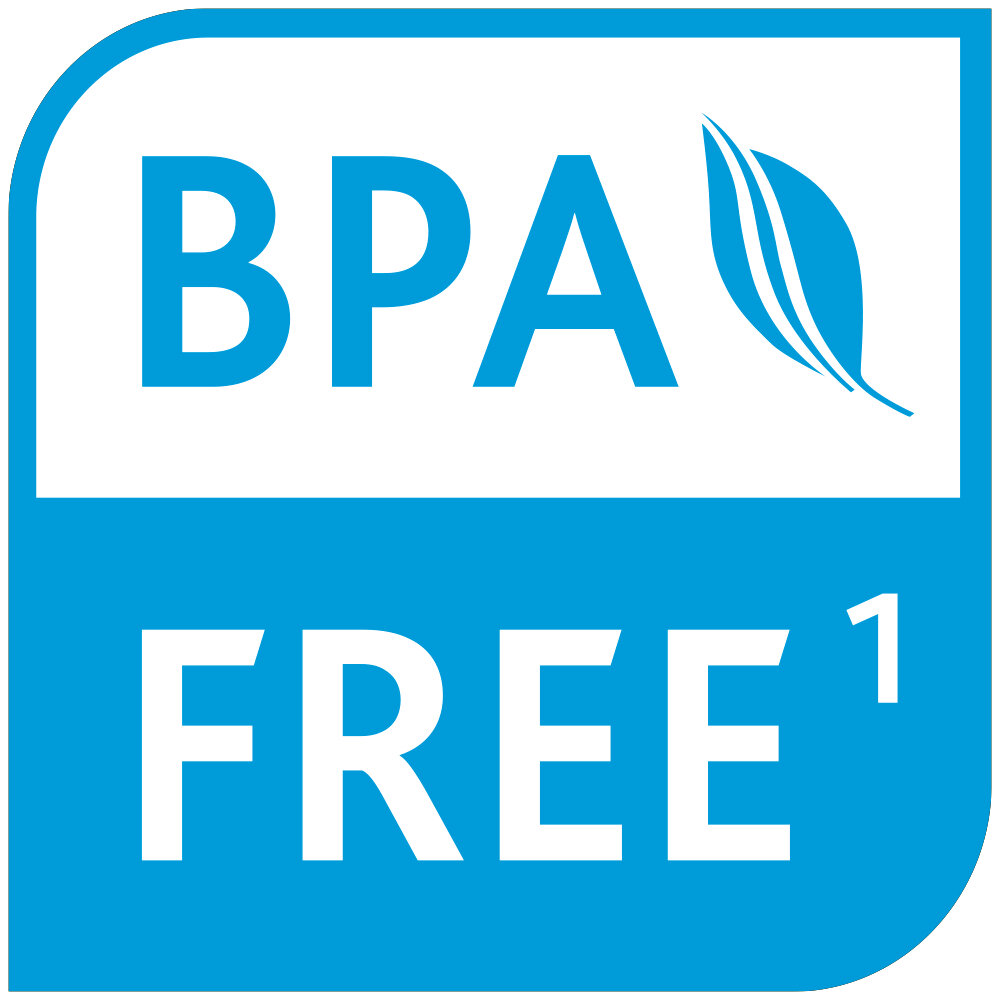 BPA-frei Symbol in blauer Farbe, Vorderansicht