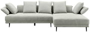 Graues Ecksofa mit fünf Kissen, Perspektive von vorne