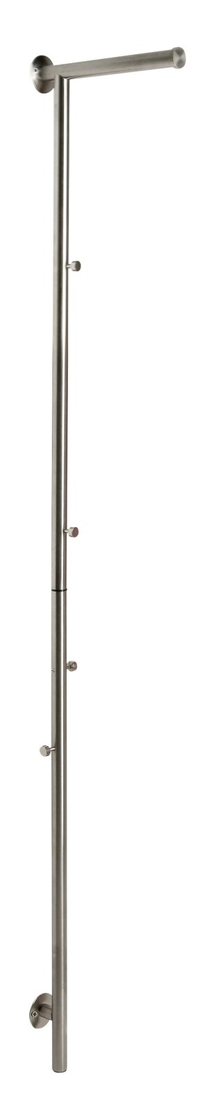 Garderobenstange aus Metall in seitlicher Perspektive mit mehreren Haken zur Wandmontage.