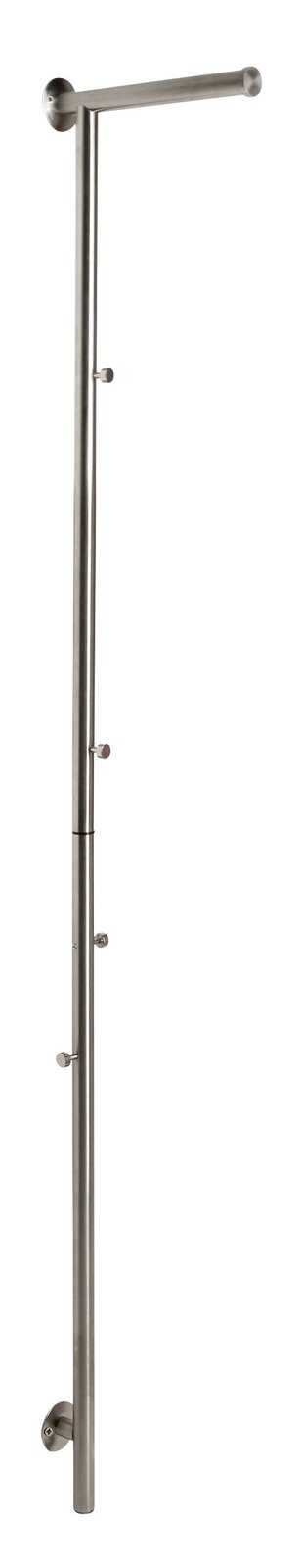 Garderobenstange aus Metall in seitlicher Perspektive mit mehreren Haken zur Wandmontage.