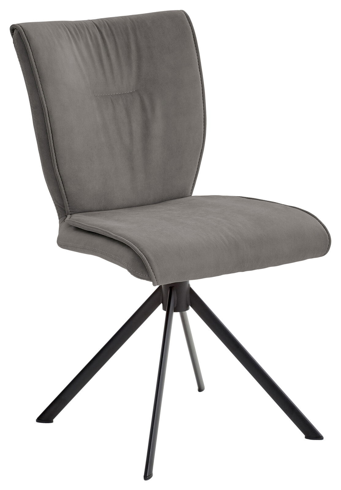 Dieter Knoll Stuhl JAZZ Moderner grauer Stuhl mit gepolsterter Rückenlehne und Sitzfläche, auf schwarzem Metallgestell, seitliche Perspektive