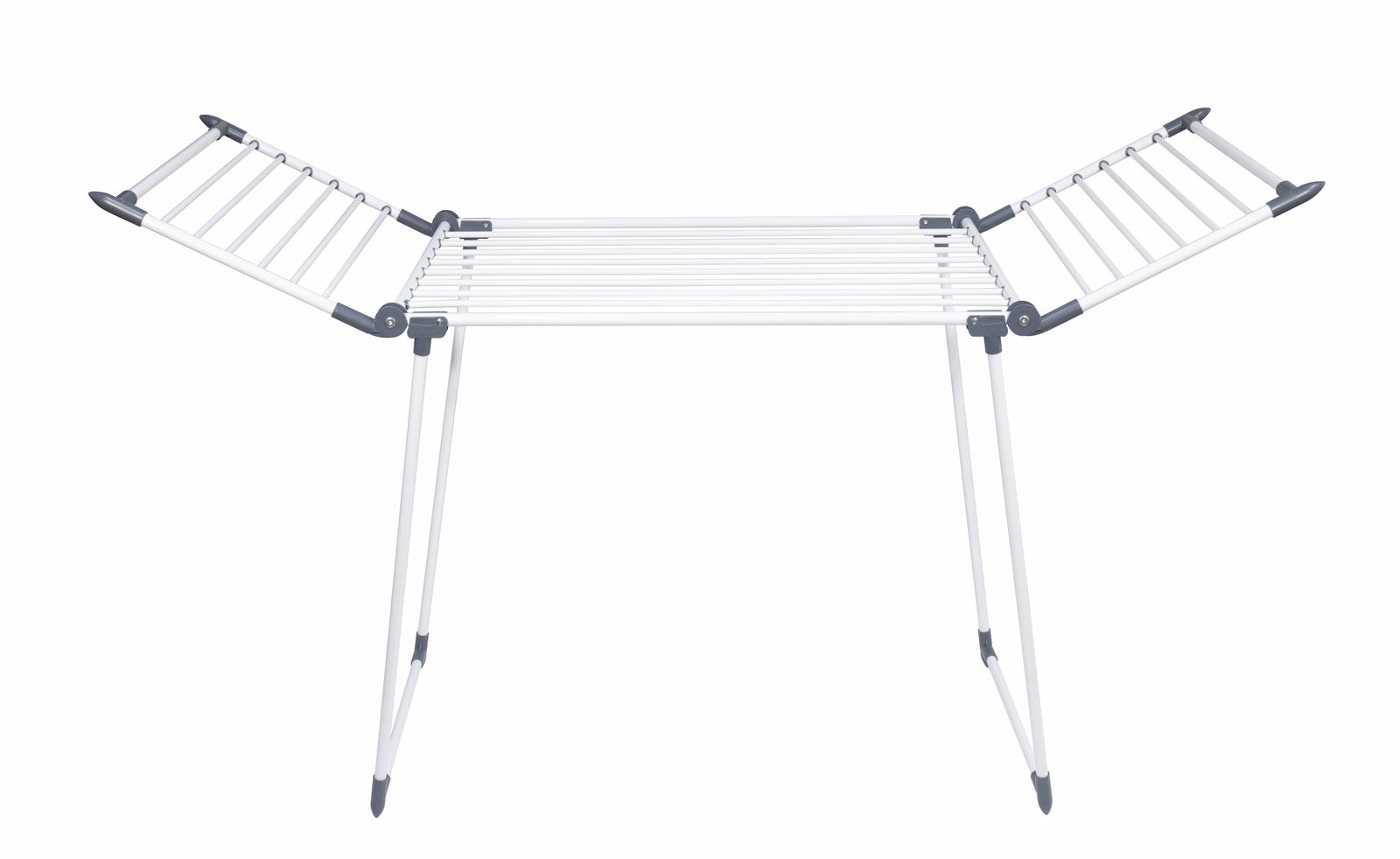 Wäscheständer mit ausklappbaren Flügeln, seitliche Perspektive