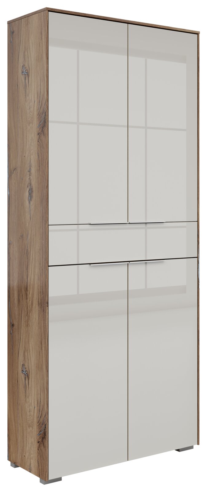 Aktenschrank Voleo Nevada, 4-türig mit 1 Schublade, Holzoptik, seitliche Perspektive