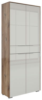 Aktenschrank Voleo Nevada, 4-türig mit 1 Schublade, Holzoptik, seitliche Perspektive