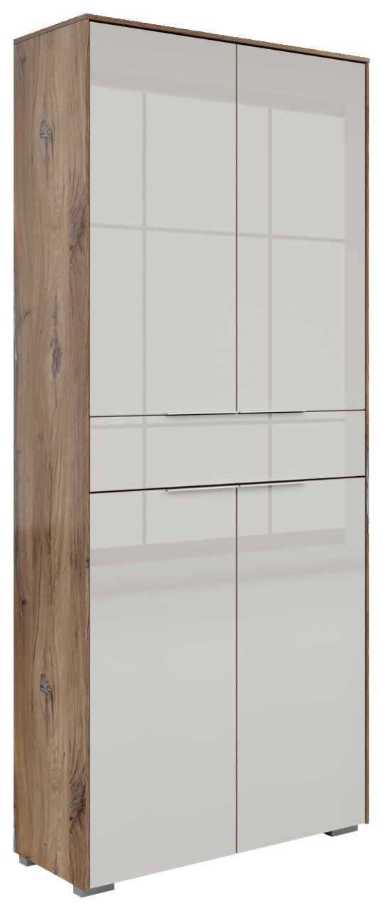 Voleo Aktenschrank 4-türig NEVADA Aktenschrank Voleo Nevada, 4-türig mit 1 Schublade, Holzoptik, seitliche Perspektive