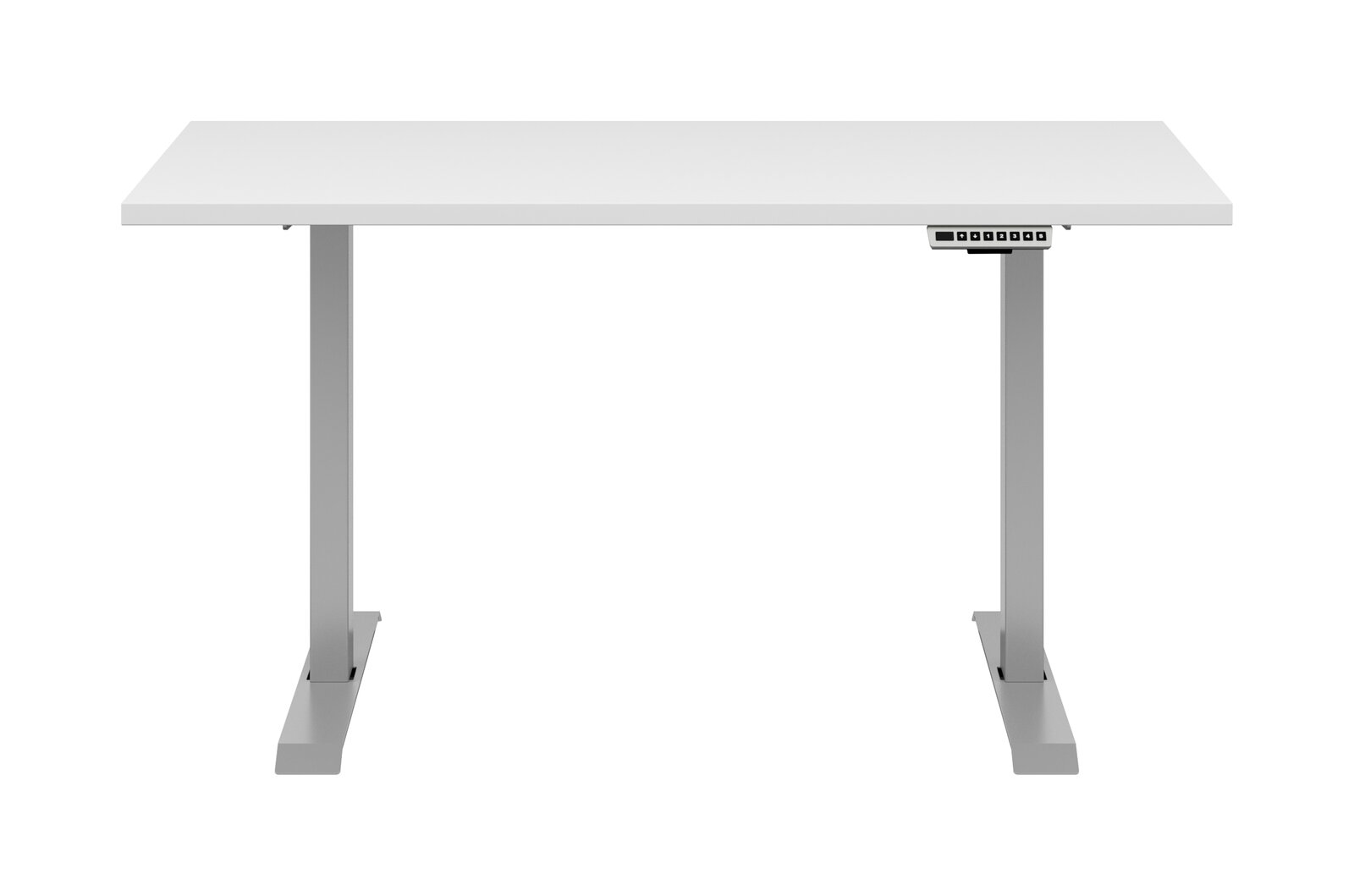 Voleo E-Schreibtisch CONNECT Moderner E-Schreibtisch in Weiß mit grauen Beinen, Frontalansicht
