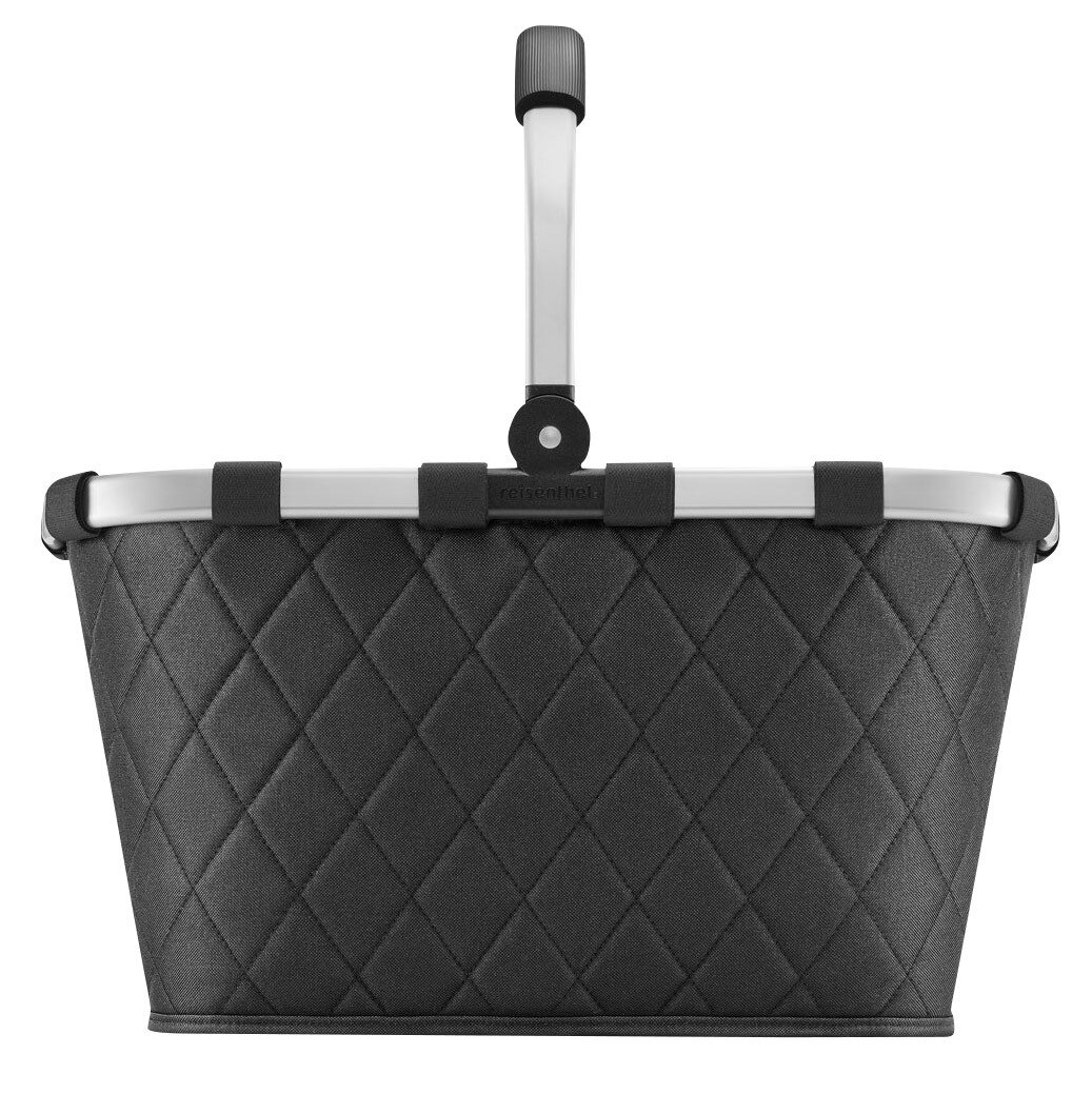 Schwarzer Einkaufskorb mit Rautenmuster, Vorderansicht