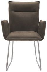 Moderner Sessel mit Armlehnen und Metallbeinen, Frontalansicht