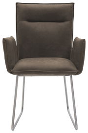 Moderner Sessel mit Armlehnen und Metallbeinen, Frontalansicht