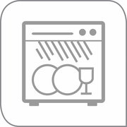 Symbol für spülmaschinengeeignet, graue Linienzeichnung, Vorderansicht