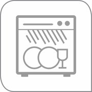 Symbol für spülmaschinengeeignet, graue Linienzeichnung, Vorderansicht
