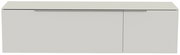 Frontansicht eines modernen, weißen Hänge-Lowboards mit zwei Türen und schlichtem Design.