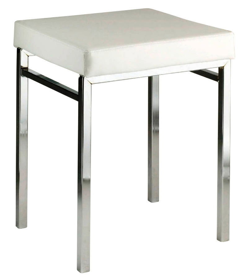 Zurbrüggen Badhocker REMI Moderner Badhocker mit weißem Sitzpolster und verchromtem Gestell, seitliche Perspektive