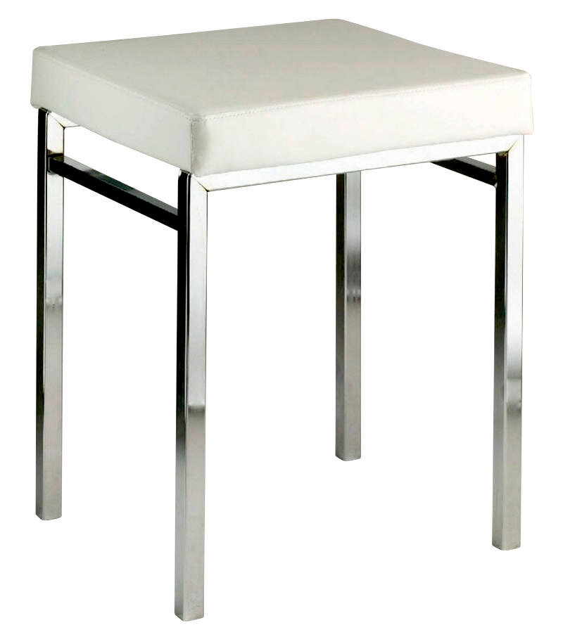 Zurbrüggen Badhocker REMI Moderner Badhocker mit weißem Sitzpolster und verchromtem Gestell, seitliche Perspektive