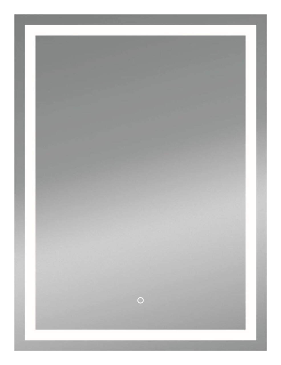 Rechteckiger LED-Lichtspiegel mit leuchtendem Rahmen, Frontalansicht